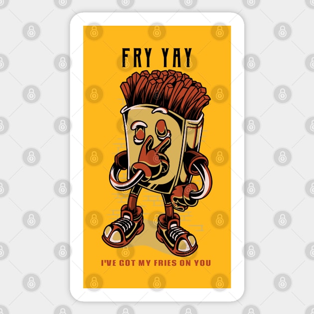 Fry yay - Fries Pun Sticker by cheesefries